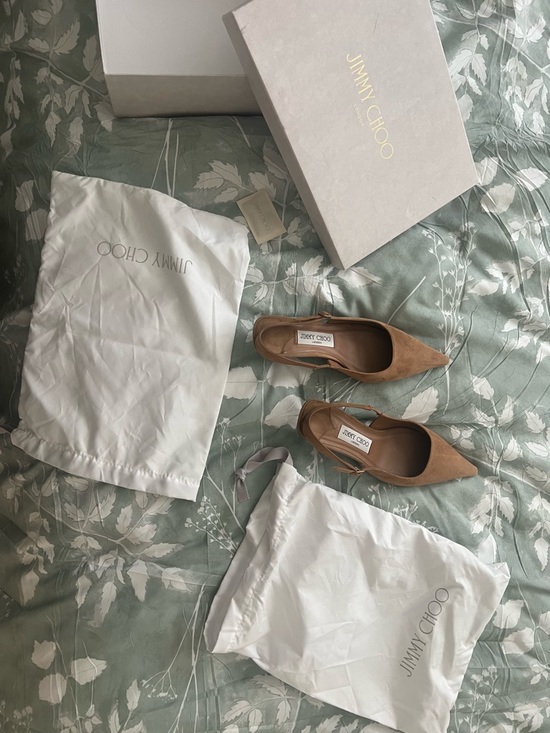 Jimmy Choo Shoes - Jimmy Choo Amel Brown Suede Pointed-Toe Slingback Pumps